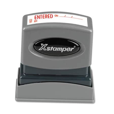 Xstamper Eco-Green Title Message Stamp- ENTERED- Pre-Inked-Re-Inkable- Red 1822